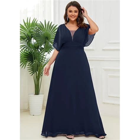 Plus Size Royal Blue Xl Xl Chiffon V Dress Wedding Loose Luxury