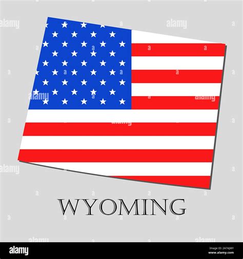 Map Of The State Of Wyoming And American Flag Illustration America Flag Map Vector