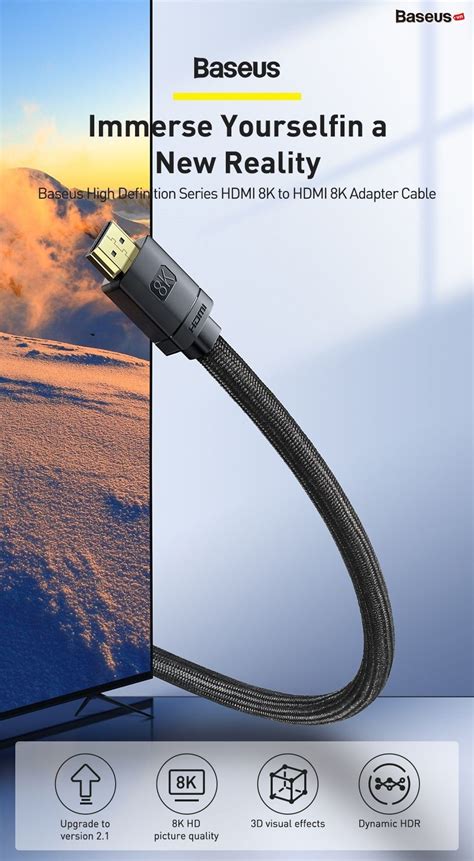 Cáp HDMI 2 1 8K cao cấp Baseus High Definition Series HDMI to HDMI 8K