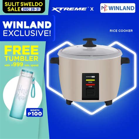 Xtreme Home By Winland L Rice Cooker Metal Body Tempered Glass Lid