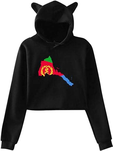 Li Yulu Map Of Eritrea And Eritrean Flag Fashion Cat Ear Hoodie Long