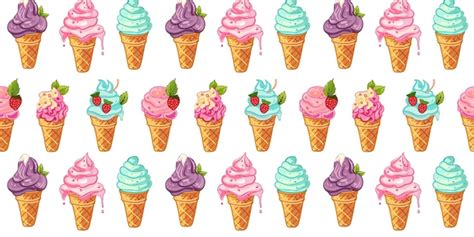 Premium Vector Seamless Pattern With Colored Ice Creams Vector