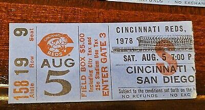 1978 Reds Ticket Stub Ozzie Smith Dave Winfield Played Pete Rose Hits