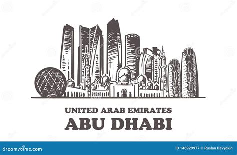 Abu Dhabi Sketch Skyline. United Arab Emirates, Abu-Dhabi Hand Drawn ...