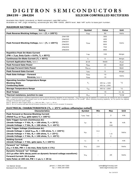 N Datasheet Pdf Silicon Controlled Rectifiers