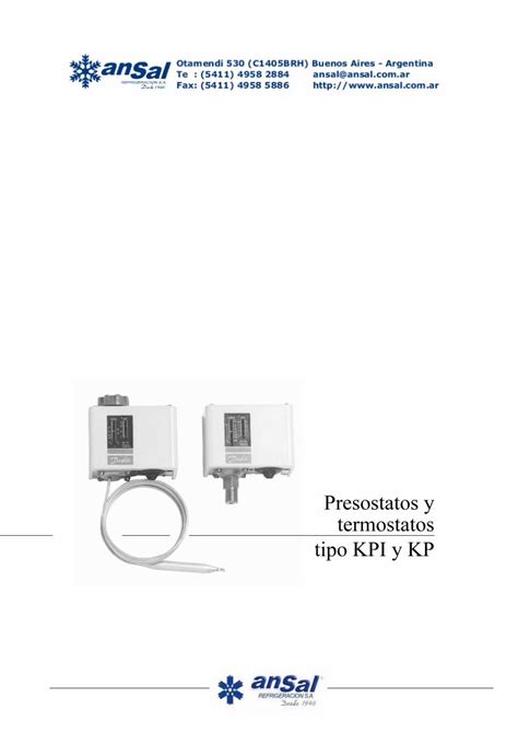 PDF Especificación técnica Presostatos y termostatos tipo KPI