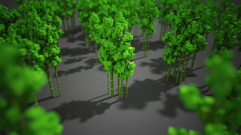 Artstation Voxel Trees Bamboo Game Assets