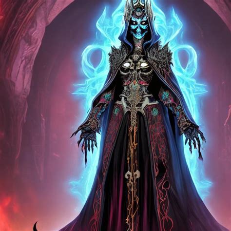 Female Lich With Glowing Red Eyes Wearing Ornate Arc