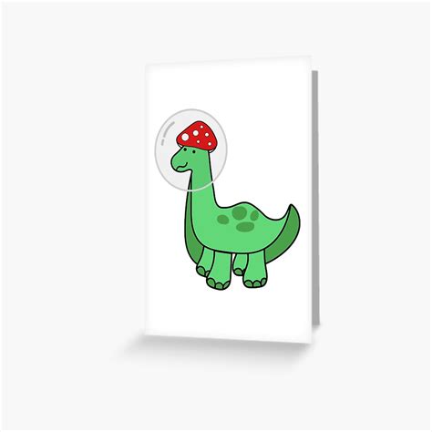 Simple Red And White Mushroom Hat Brontosaurus Astronaut Dinosaur