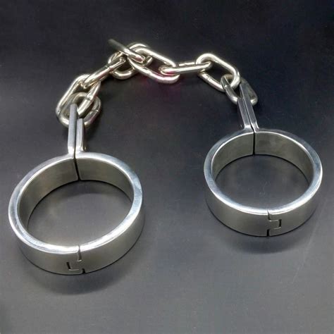 Stainless Steel Ankle Cuffs Metal Bondage Restraints Adult Gams Slave