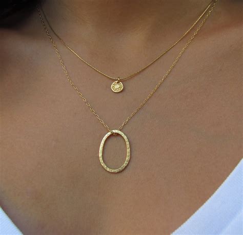 Tiny Gold Disc Necklace Dainty Gold Necklace Hammered Gold Etsy