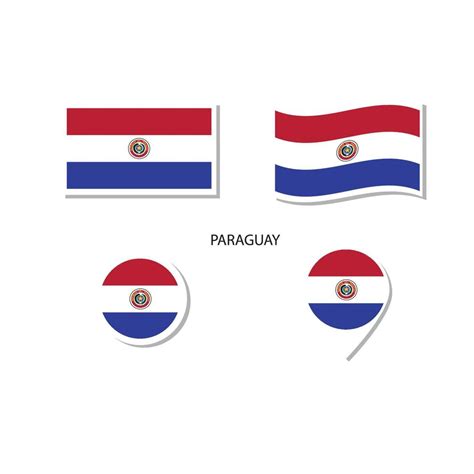 Conjunto De Iconos Del Logotipo De La Bandera De Paraguay Iconos