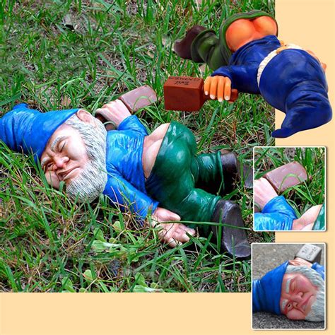 Drunk Garden Gnome Statue Mens Humor