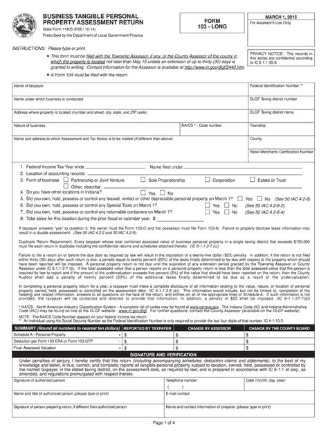 Form 103 Long State Of Indiana Wells County Fill Out And Sign