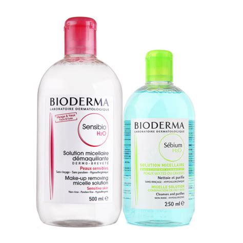 【bioderma贝德玛 卸妆液】bioderma 贝德玛 舒妍洁肤液500ml（粉水） 净妍控油洁肤液250ml（蓝水）【正品 价格 图片