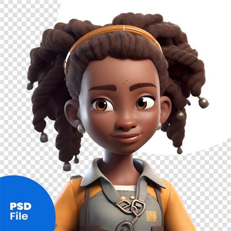 Rendering 3D d une mignonne petite fille afro américaine isolée sur