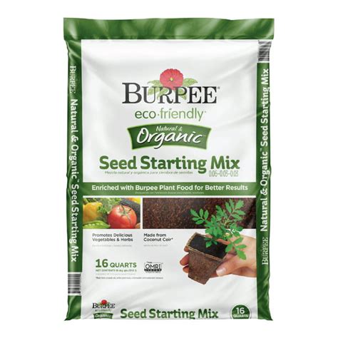 Burpee Eco Friendly Natural And Organic Seed Starting Mix 16 Quart Soil