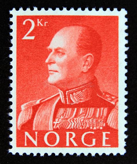 Postage Stamp Norway King Olav V Profile Portrait Editorial Image