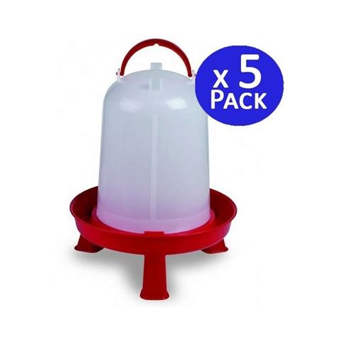 5 X Abreuvoir Poulet 8 Litres Rouge Abreuvoir Portable Pour Volaille