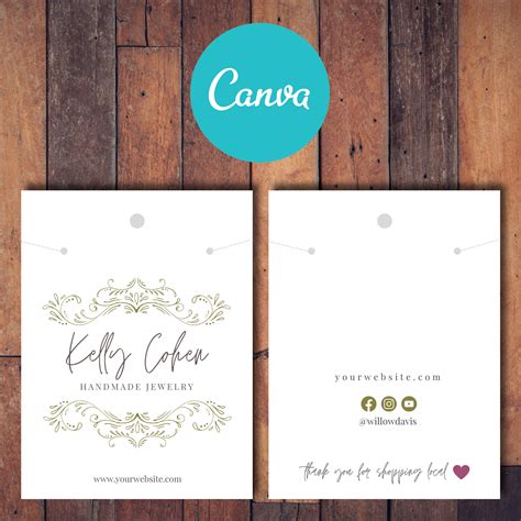 Printable Necklace Card Templates Bundle Of Editable Canva Templates