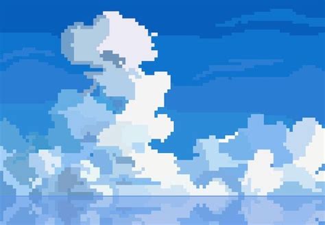 Pixel Art Sky and Clouds Illustration