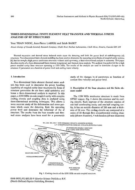 Pdf Three Dimensional Finite Element Heat Transfer And Thermal Stress Analysis Of Rf