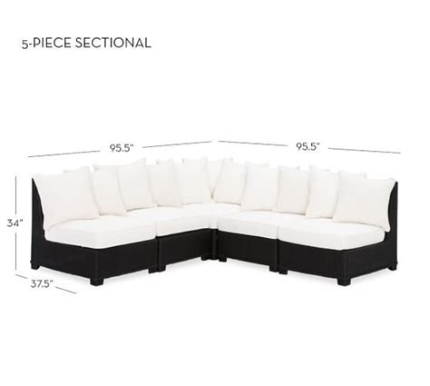 Palmetto All Weather Wicker Armless Sectional Set Black Pottery