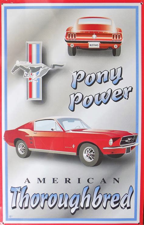 plaque métal vintage FORD MUSTANG PONY POWER TOFMOBILE Plaque métal