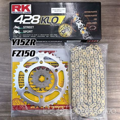 YAMAHA Y15ZR FZ150 428 RK Oring Chain SSS Silver Sprocket Set Lazada