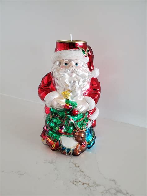 Vintage Glass Santa Tealight Holder With New Votive Etsy