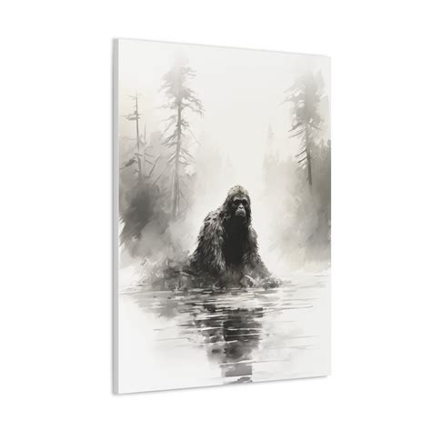 Bigfoot Swimming Canvas / Watercolor / Drawing / Digital Art Bigfoot ...