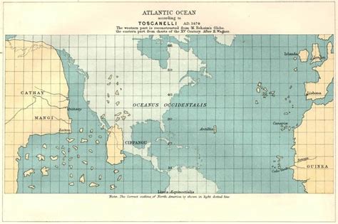 Atlantic Ocean According To Toscanelli Ad 1474 Map Happy