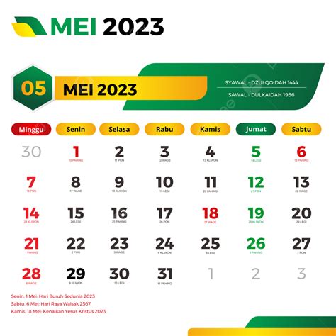 Kalender 2023 Mei Lengkap Dengan Tanggal Merah Cuti Bersama Jawa Dan