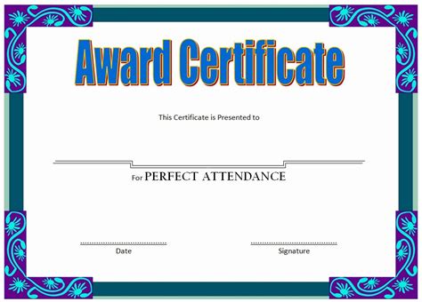 √ 20 Perfect attendance Award Wording ™ | Dannybarrantes Template