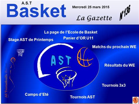 Basket A S T La Gazette Mercredi Mars Matchs Du Prochain We