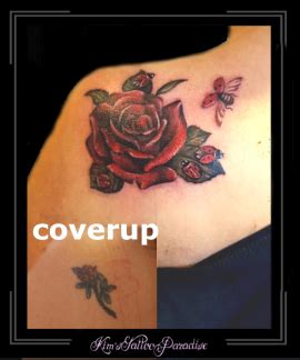 Coverup Lieveheersbeestjes Lhb Roos Blad Bloem Schouder Kim S Tattoo