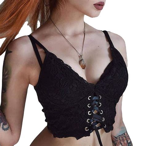 Buy Gothic Crop Top Aesthetic Harajuku Camis Black Mall Goth Graphic