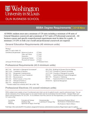 Fillable Online Olin Wustl Bsba Degree Requirements New Fax Email