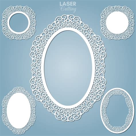 Premium Vector Laser Cut Abstract Oval Frames With Swirls Ornament