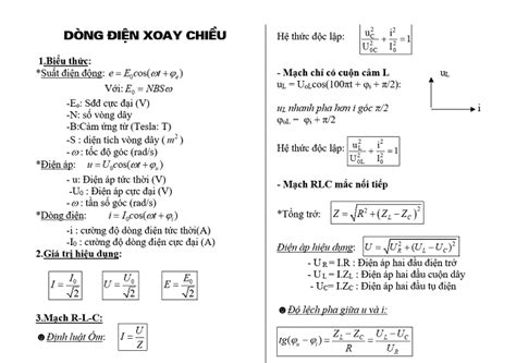 Công Thức Dòng Điện Xoay Chiều 12 Giải Bài Tập Dễ Dàng