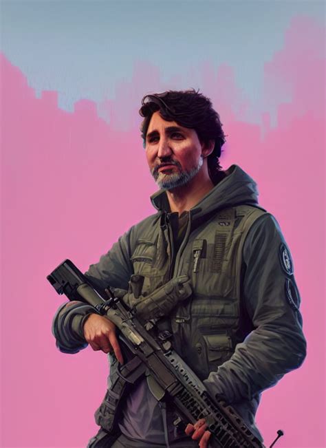 KREA AI Highly Detailed Portrait Justin Trudeau In Pink Ho