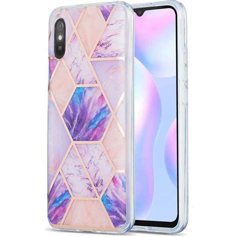 Coque Marbre Xiaomi Redmi 9A Glitter Dos Rigide Dur PC TPU Hybride