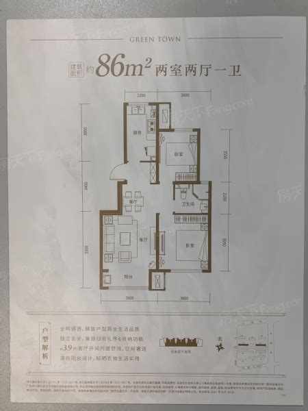 天津绿城春熙云峰2室2厅1卫1厨8600㎡户型图 天津房天下