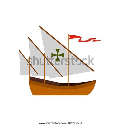 Columbus Ship Icon Flat Style On Stock Vector Royalty Free 486247588