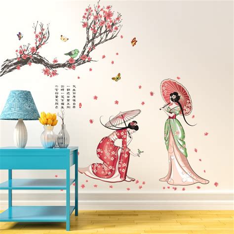 Jual Reliza Wall Sticker Gadis Chinese Sakura Pemandangan Stiker