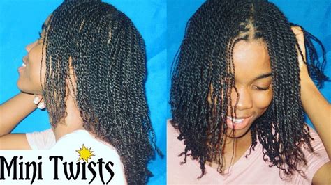 How To Neatly Install Mini Twists On Your Hair Length Check Natural Hair Tutorial Youtube