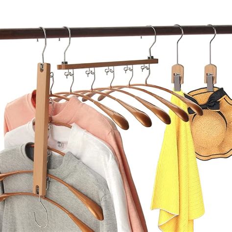 Buy Space Saving Wood Clothes Hangers In Non Slip Magic Hanger