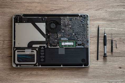 Ariel View Of Internal Components Of A Mid Macbook Pro With Back