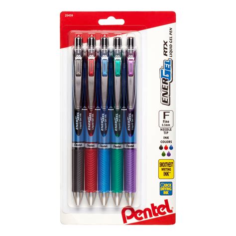 Energel Rtx Retractable Liquid Gel Pen 05mm Needle Tip Fine Line