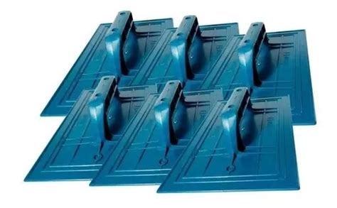 Kit De 6 Desempenadeira Azul Lisa 18x30 Pvc Parcelamento Sem Juros